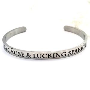 Stainless steel ingraved silver Inspirational bracelet”lucky sparkling “